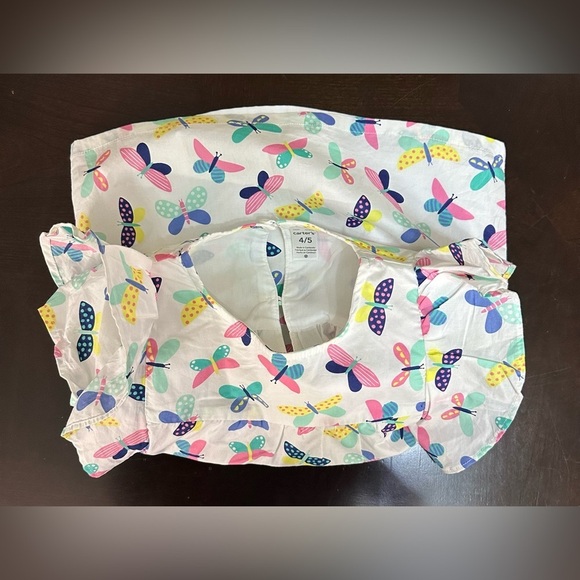 Carter's White Pink Blue Butterfly Shirt Blouse Size - Picture 3 of 8